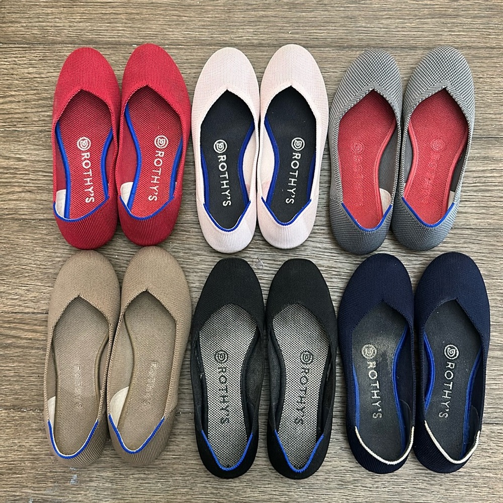 Six pairs of Rothy’s size 6 shoes